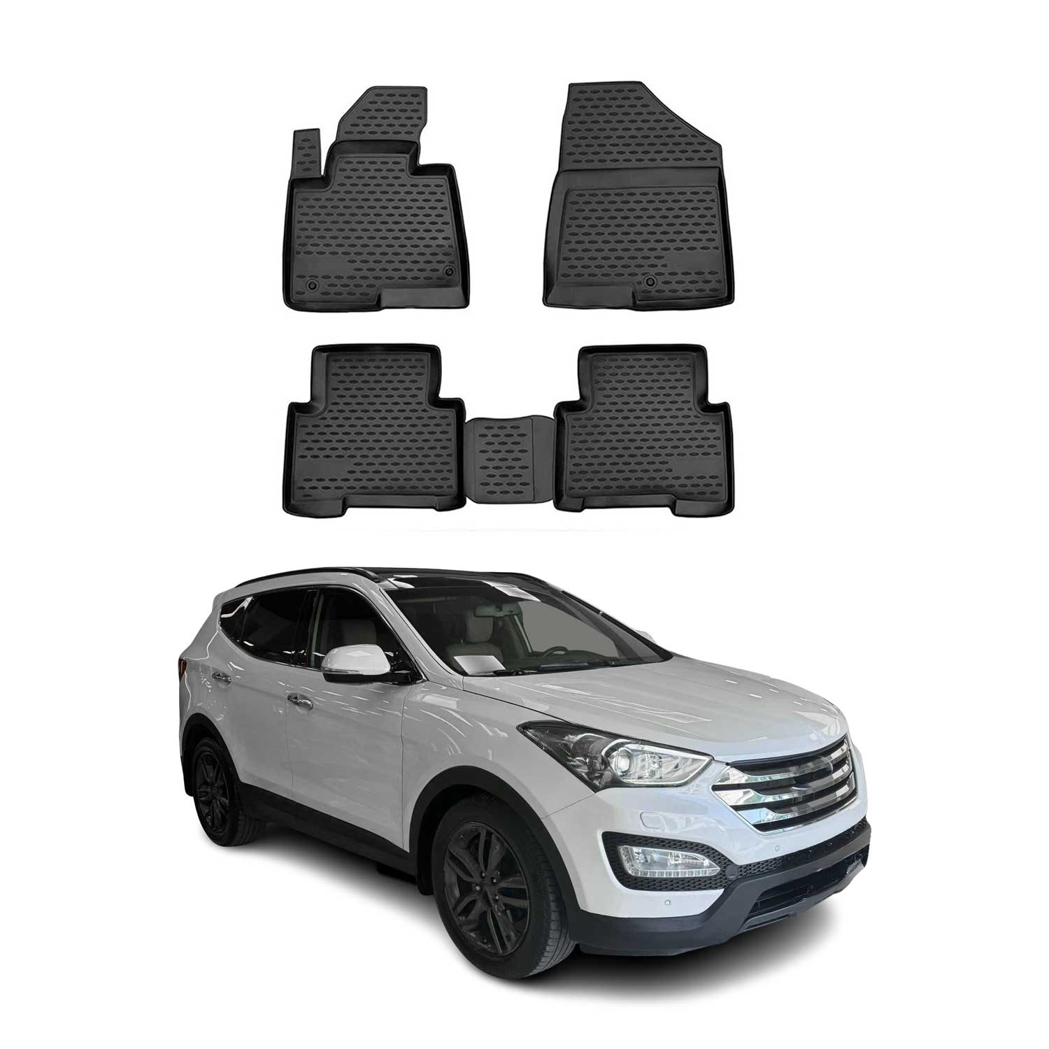 OMAC Alfombrillas De Coche para Hyundai Santa Fe 2012-2020 Negro Goma TPE 4Pza