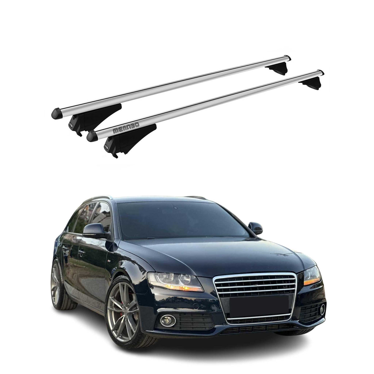 Menabo Barras de Techo Coche Baca para Audi A4 Allroad 2007-2015 Gris Alu 2Pza