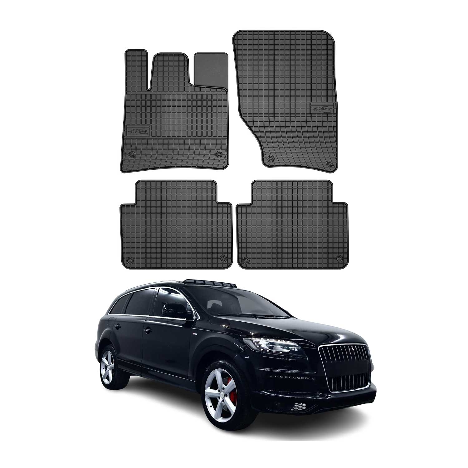 OMAC Alfombrillas De Coche para Audi Q7 2006-2015 Negro Goma 4Pza