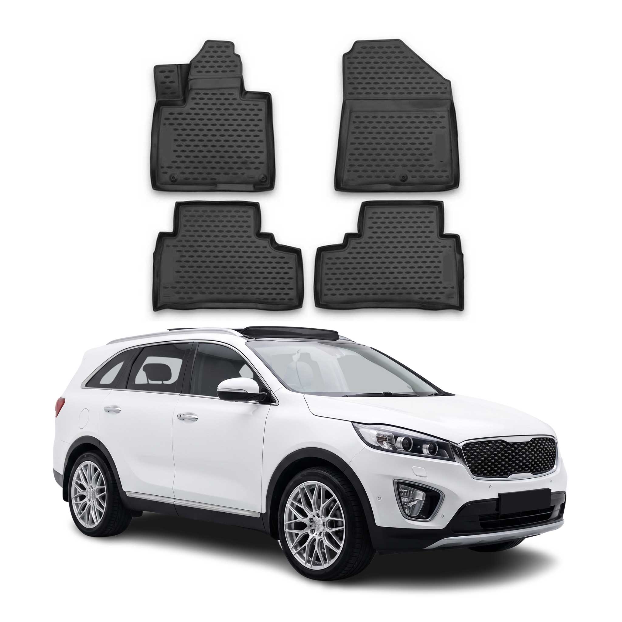 OMAC Alfombrillas De Coche para Kia Sorento 2015-2020 Negro Goma TPE 4Pza