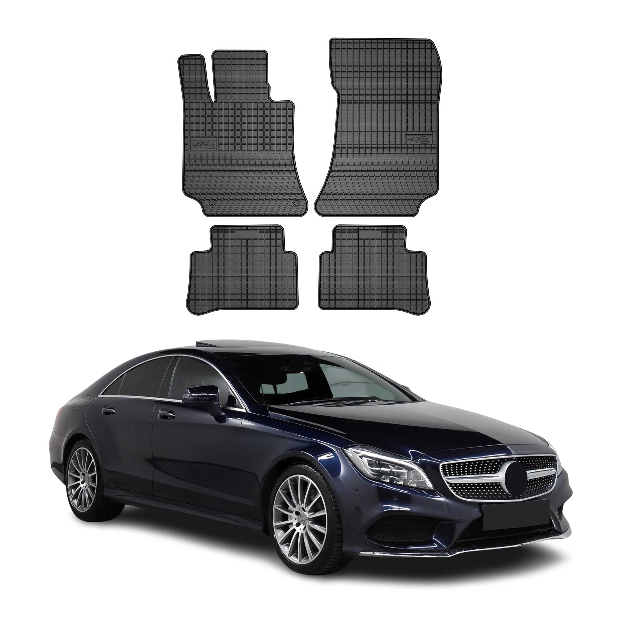 OMAC Alfombrillas De Coche para Mercedes CLS C218 2010-2017 Negro Goma TPE 4Pza