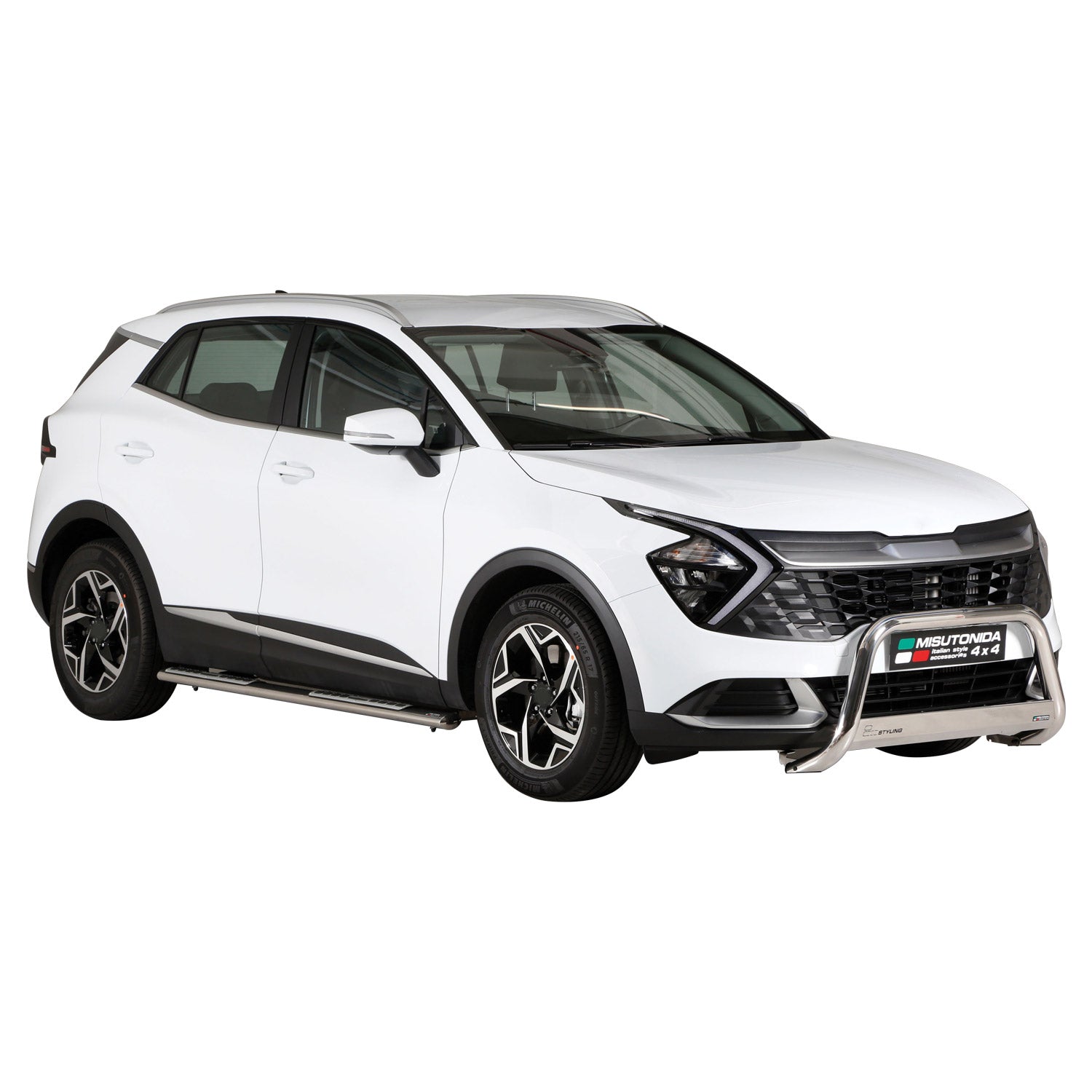 Par de Estribos Barras Laterales para Kia Sportage 2022-2025 Plata Acero 2x