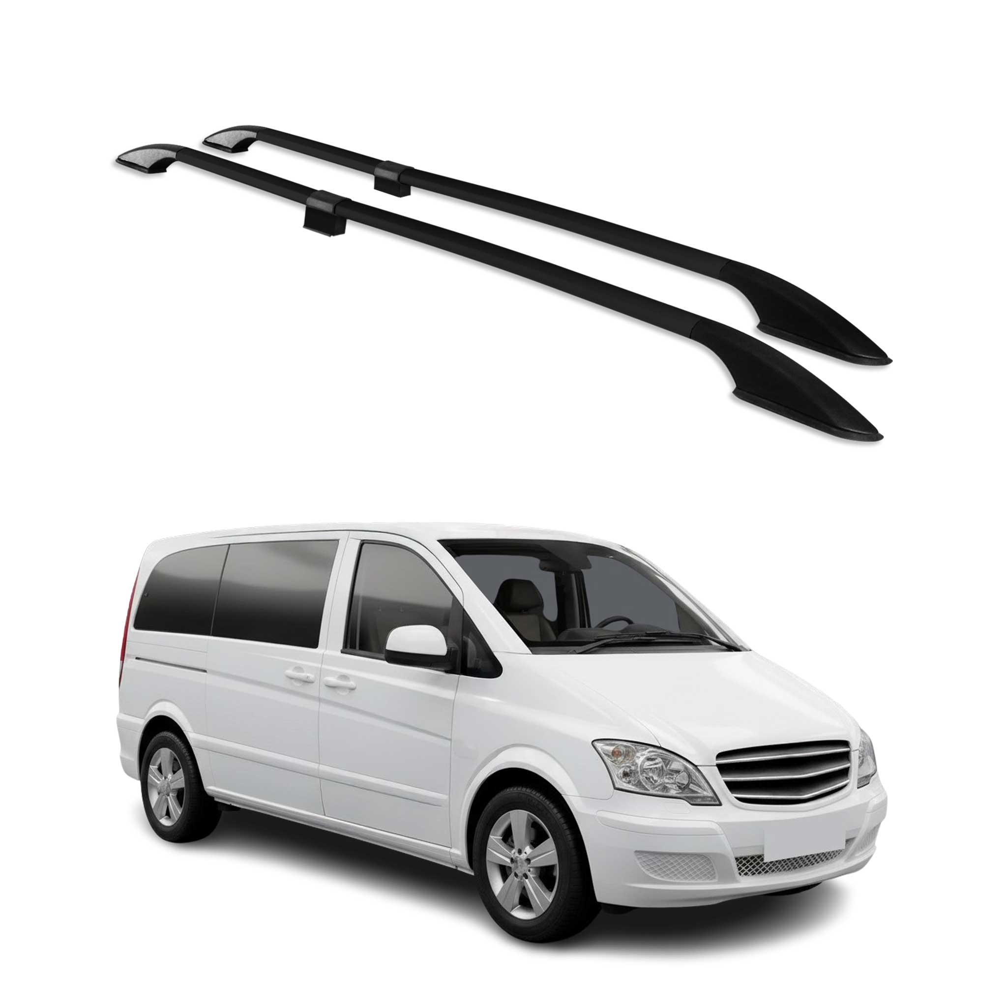 Rieles de Techo Coche para Mercedes Vito W639 W447 2003-2025 L1 Corto Negro Alu