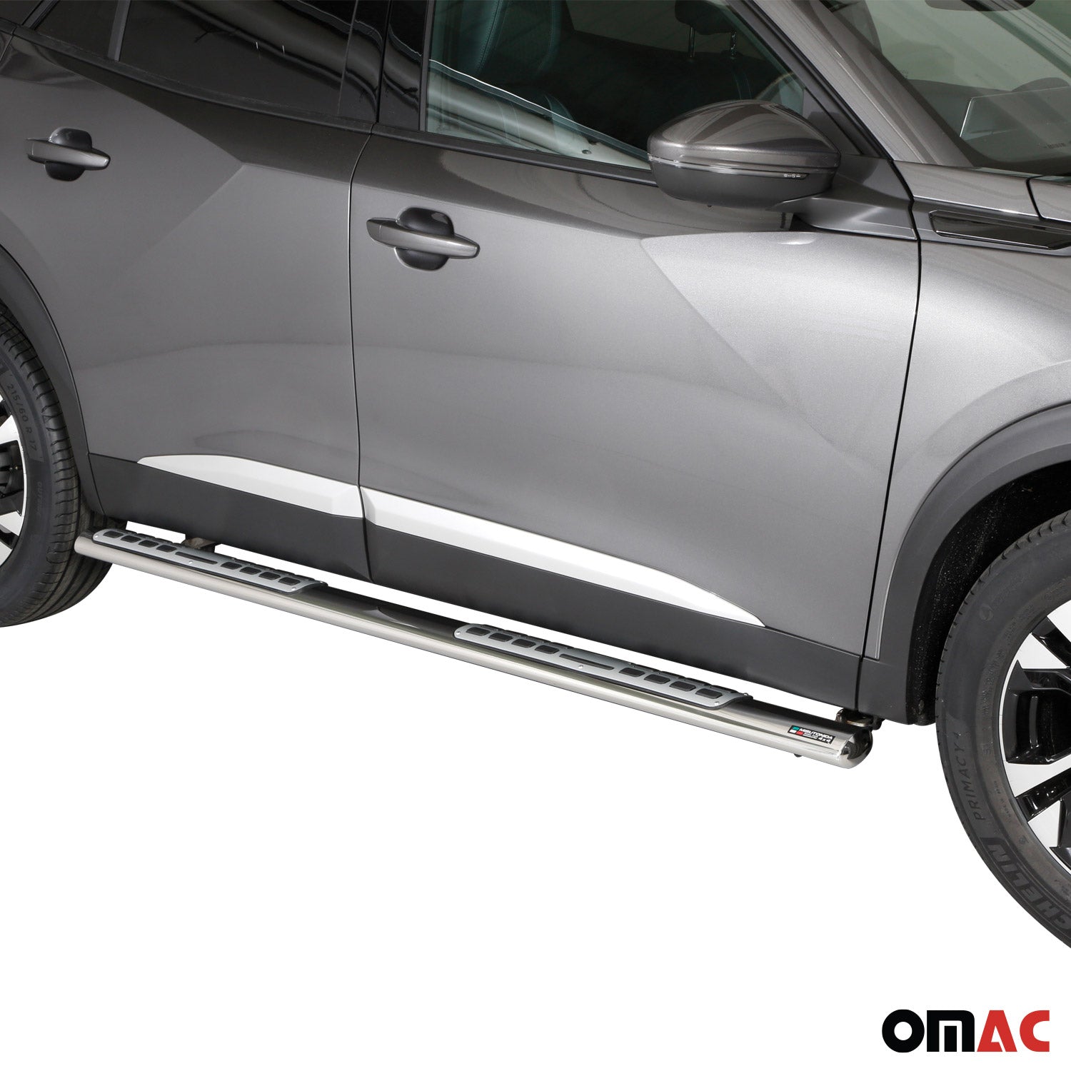 Par de Estribos Barras Laterales para Peugeot 2008 2020-2025 Plata Acero 2x