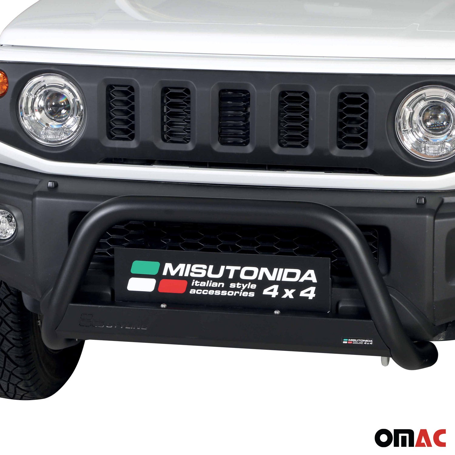 Bull Barra Frontal para Suzuki Jimny 2018-2025 Negro Brillante Acero 1Pza