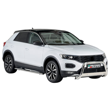Par de Estribos Barras Laterales para VW T-Roc 2017-2025 Plata Acero 2x