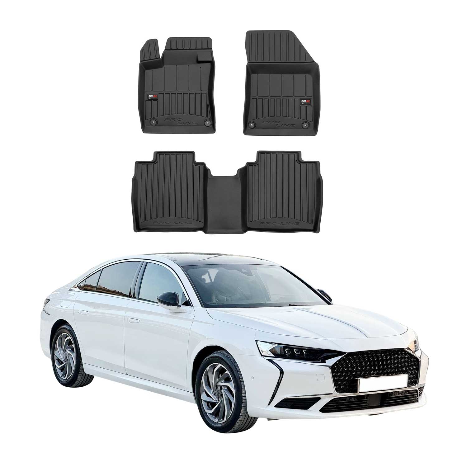 OMAC Premium Alfombrillas De Coche para DS 9 2020-2026 Negro TPE Goma 3Pza