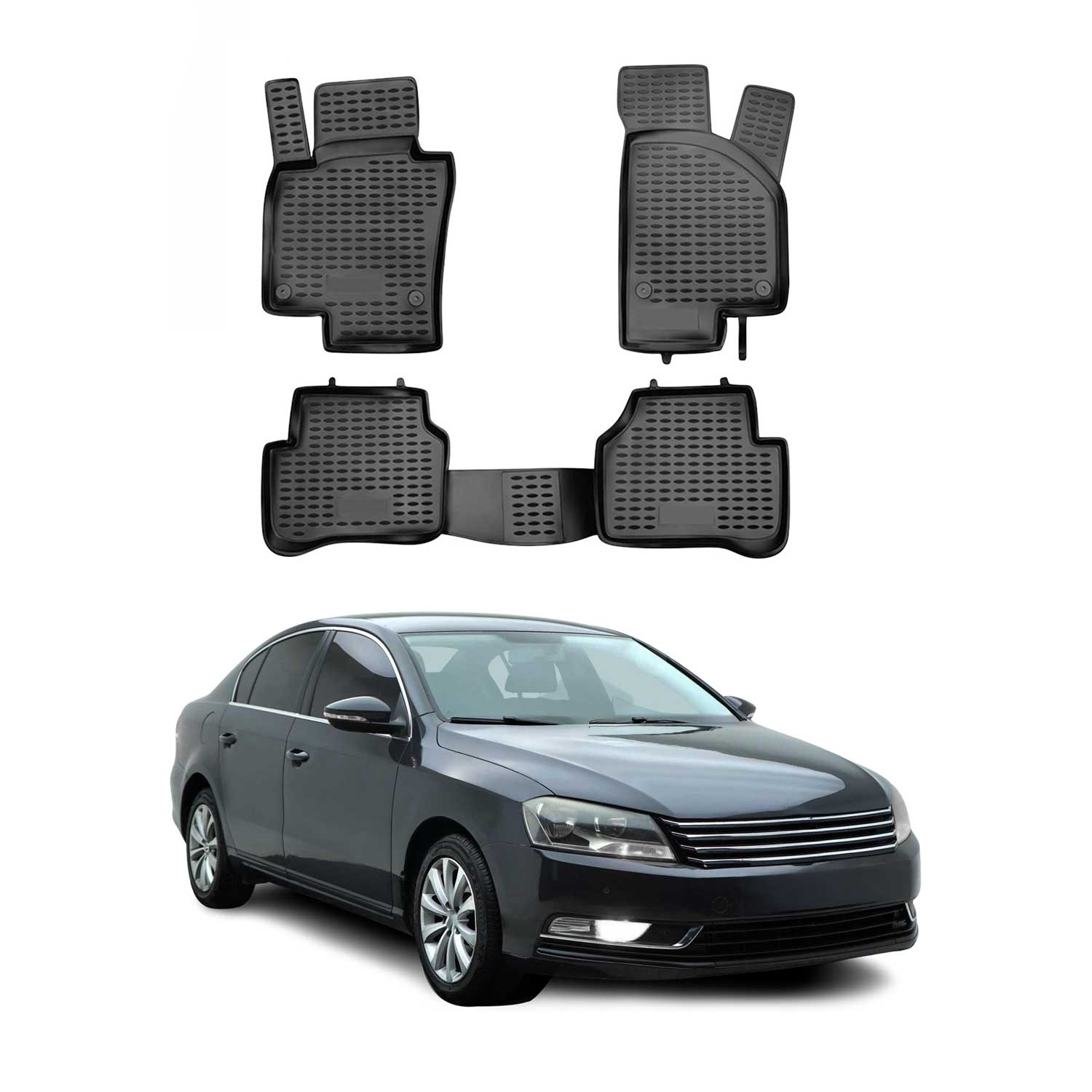 OMAC Alfombrillas De Coche para VW Passat B7 2011-2015 Negro Goma TPE 4Pza