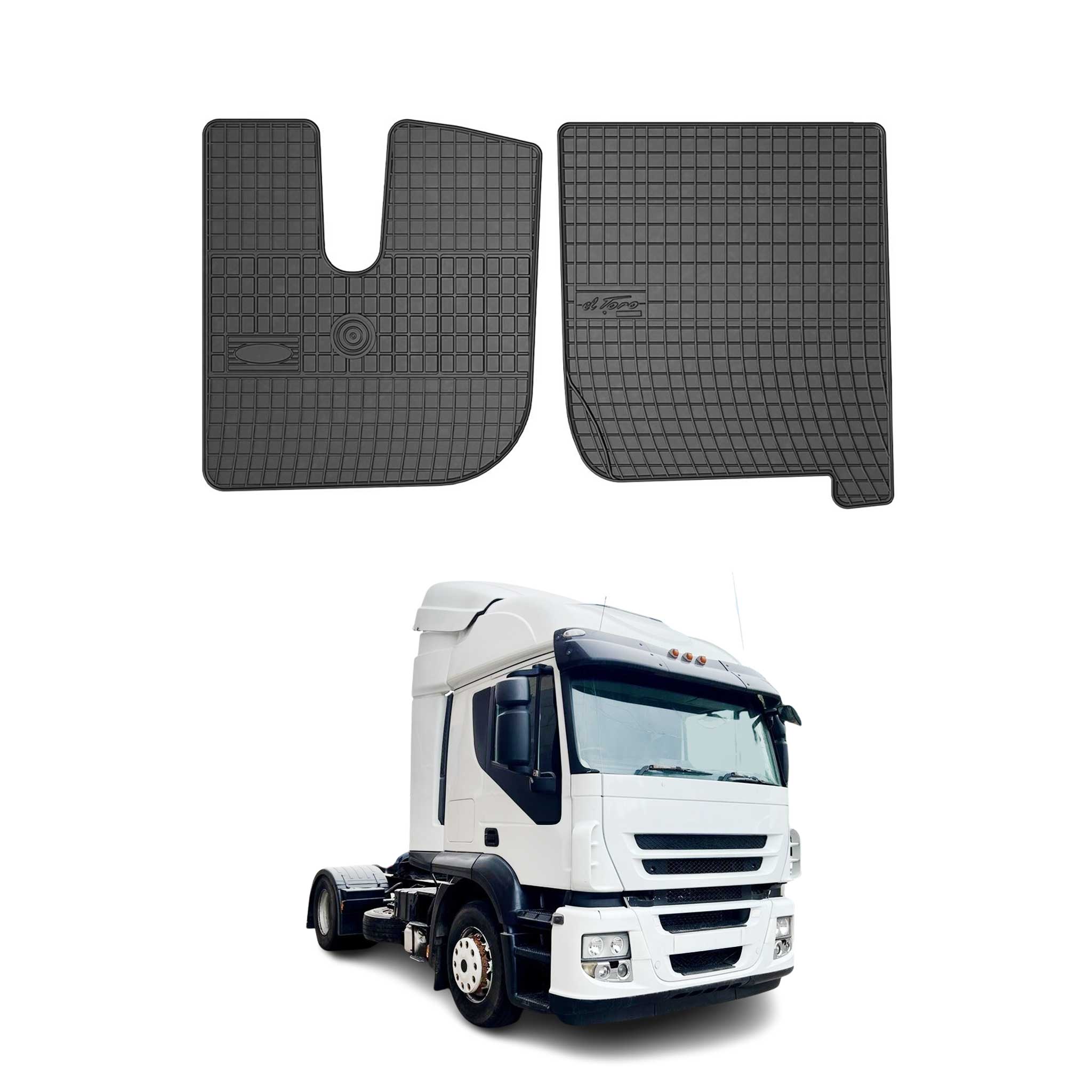 OMAC Alfombrillas De Coche para Iveco Stralis Kabina 2002-2019 Negro Goma 2Pza