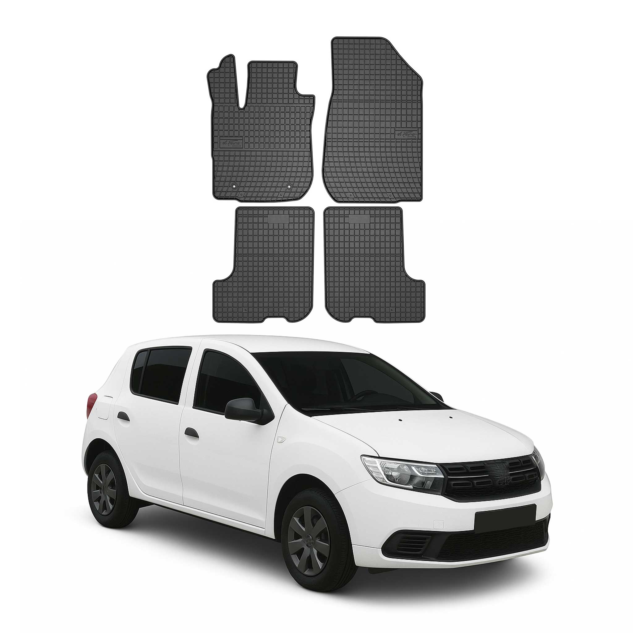 OMAC Alfombrillas De Coche para Dacia Sandero 2012-2020 Negro Goma 4Pza