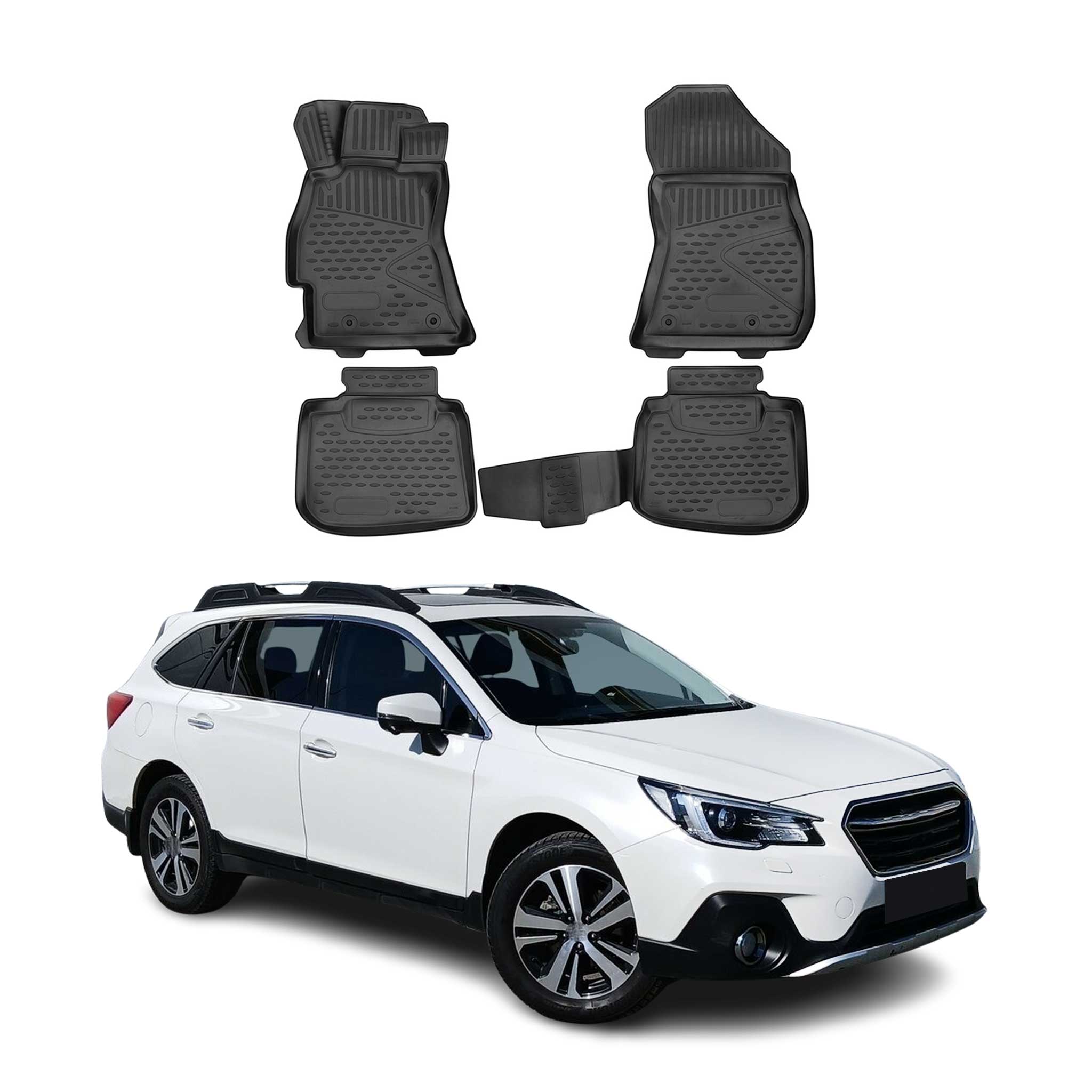 OMAC Alfombrillas De Coche para Subaru Outback 2015-2019 Negro Goma TPE 4Pza