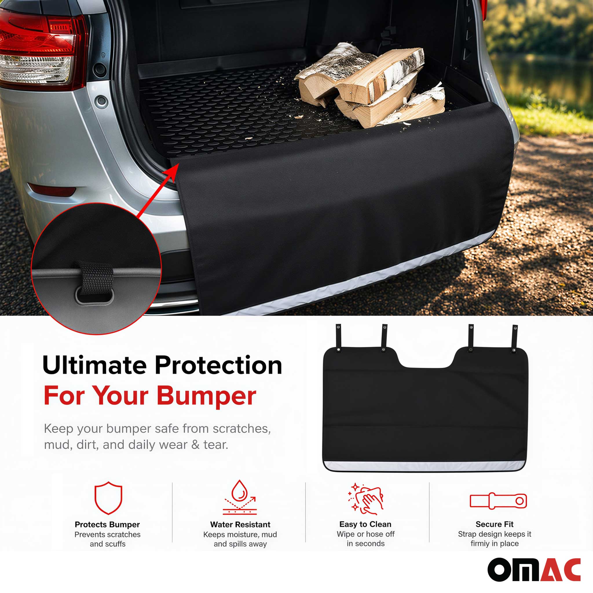 Bandeja Maletero Alfombrilla Universal Negro Goma TPE 1Pza