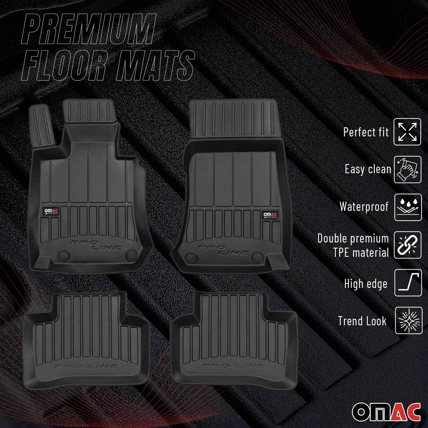 OMAC Premium Alfombrillas De Coche para Mercedes GLC X253 C253 2015-2022 Goma 4x
