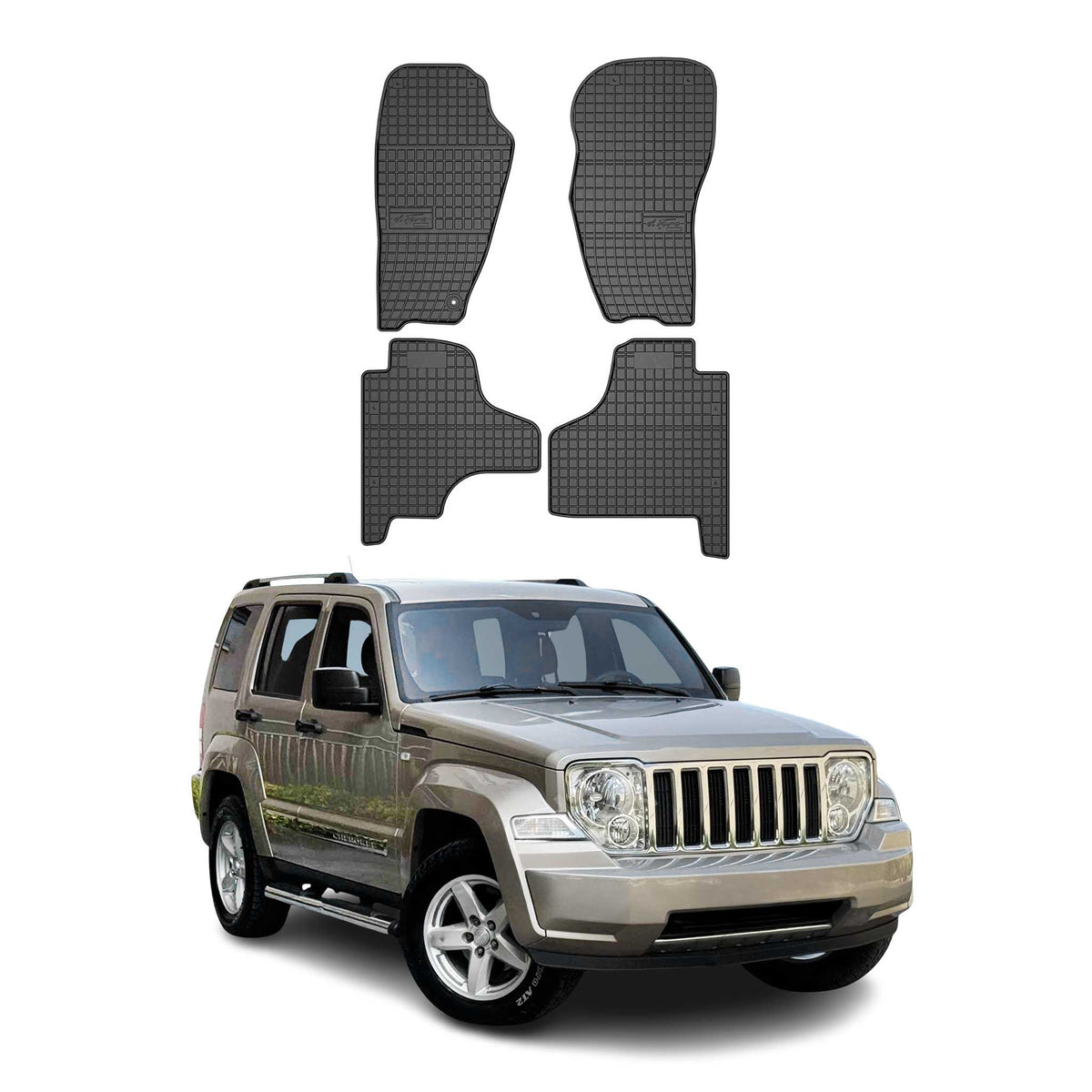 OMAC Alfombrillas De Coche para Jeep Cherokee KK 2007-2013 Negro Goma 4Pza