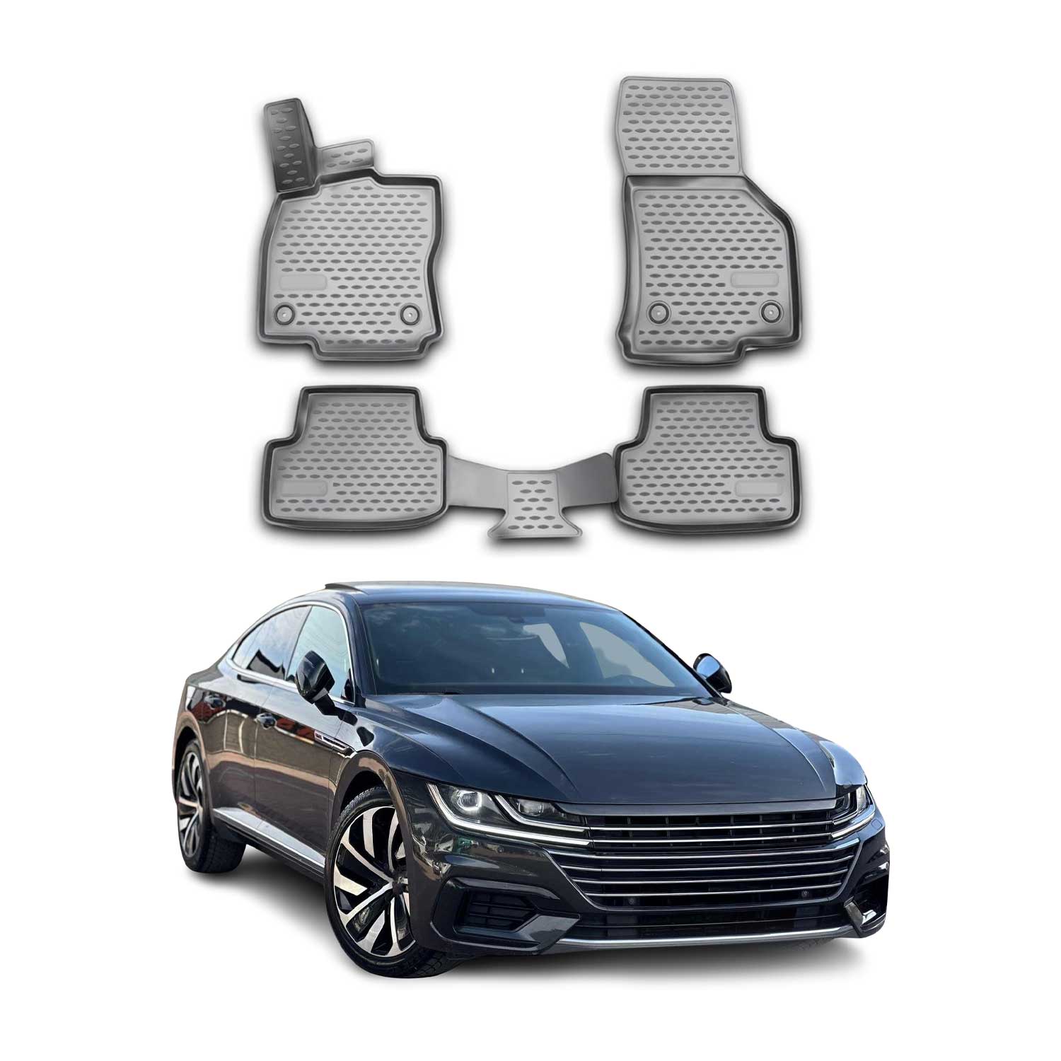 OMAC Alfombrillas De Coche para VW Arteon 2017-2025 Gris Goma TPE 4Pza