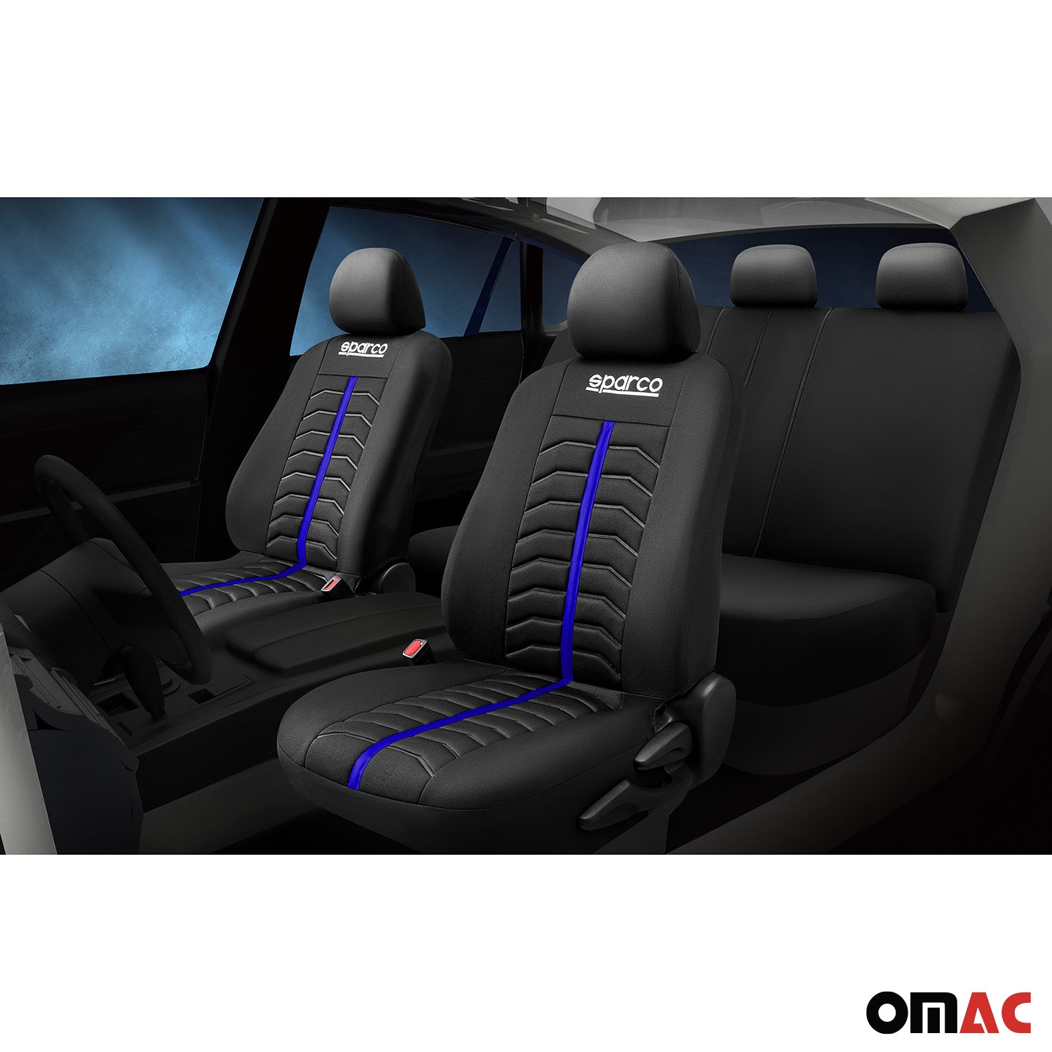 Sparco Funda de Asiento Universal Negro Azul Rojo Delantero Trasero