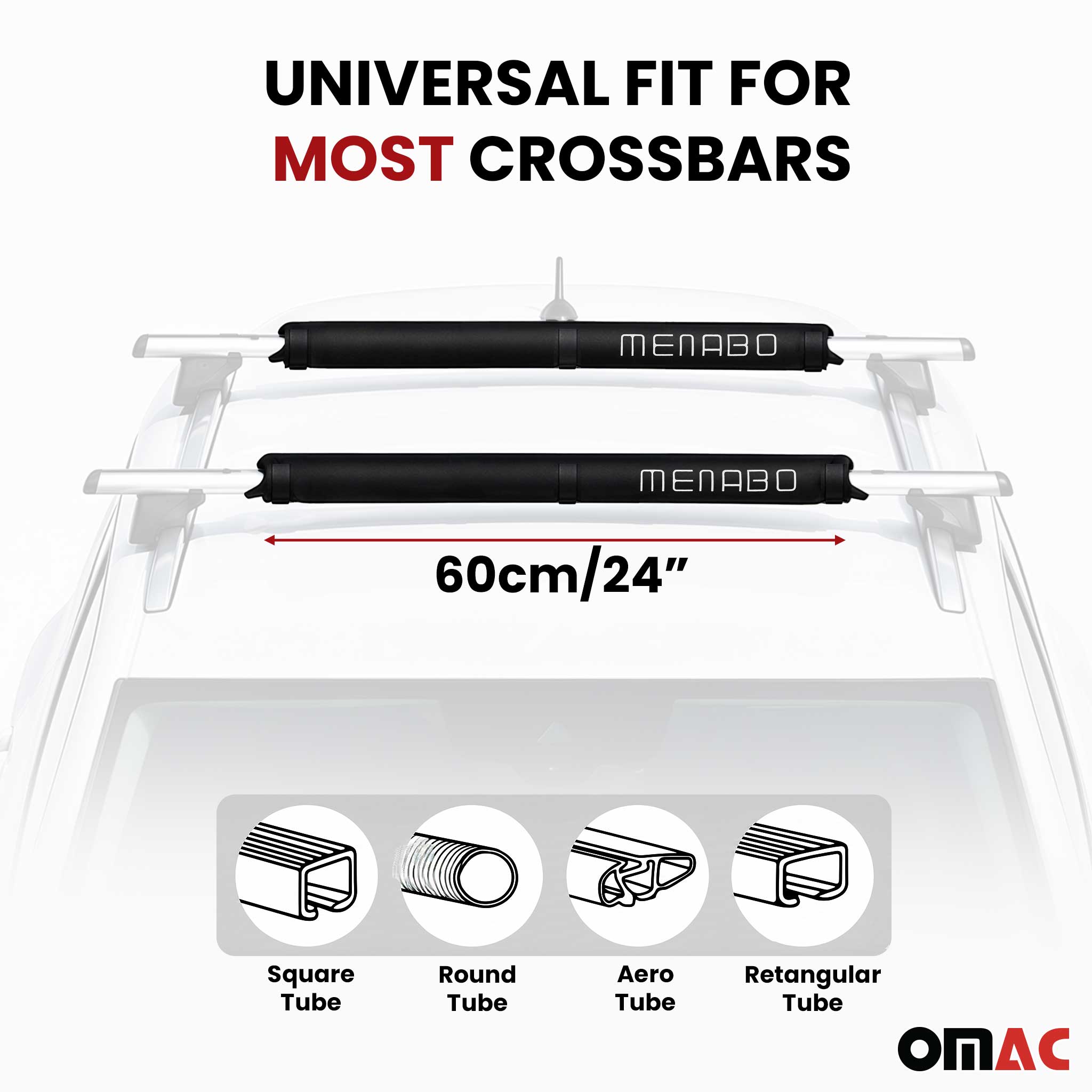 Menabo Soporte para windsurf para Barras de Techo Universal Negro Poliéster