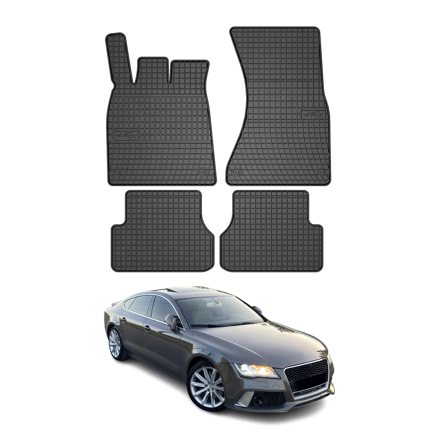 OMAC Alfombrillas De Coche para Audi A7 C7 Sportback 2010-2018 Negro Goma TPE 4x