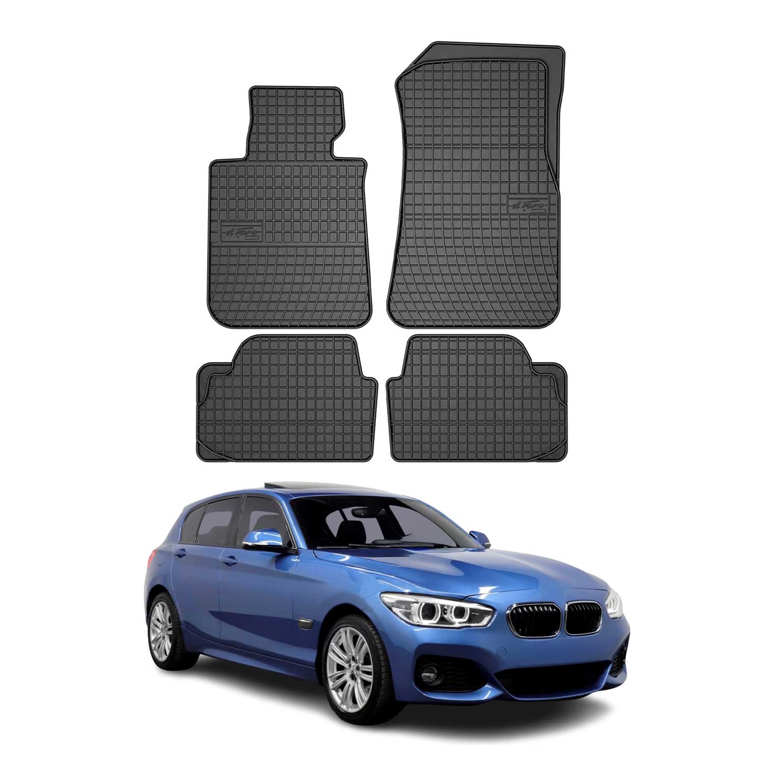 OMAC Alfombrillas De Coche para BMW Serie 1 F20 2011-2019 Negro Goma TPE 4Pza