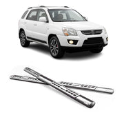 Par de Estribos Barras Laterales para Kia Sportage 2008-2010 Plata Acero 2x