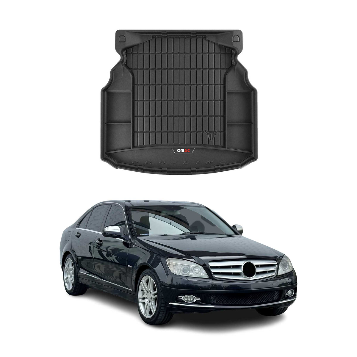 OMAC Premium Bandeja Maletero Alfombrilla para Mercedes C Class W204 2007-2014