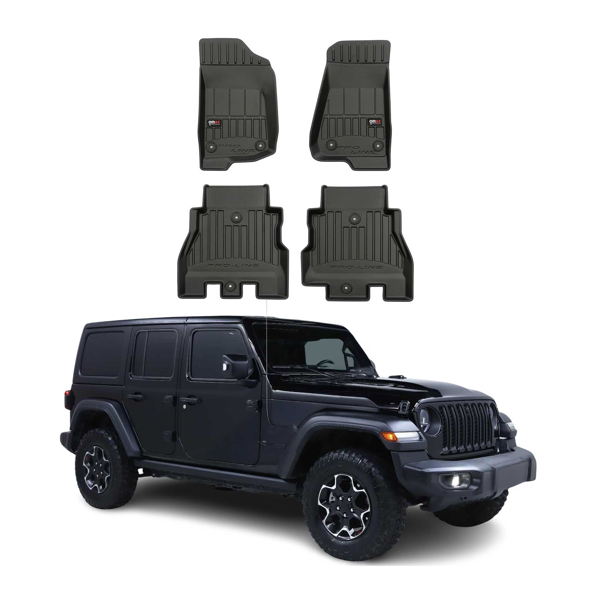 OMAC Premium Alfombrillas De Coche para Jeep Wrangler 2018-2025 TPE Goma 4x