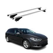 Menabo Barras de Techo Coche Baca para Ford Mondeo Familiar 2014-2025 Gris Alu