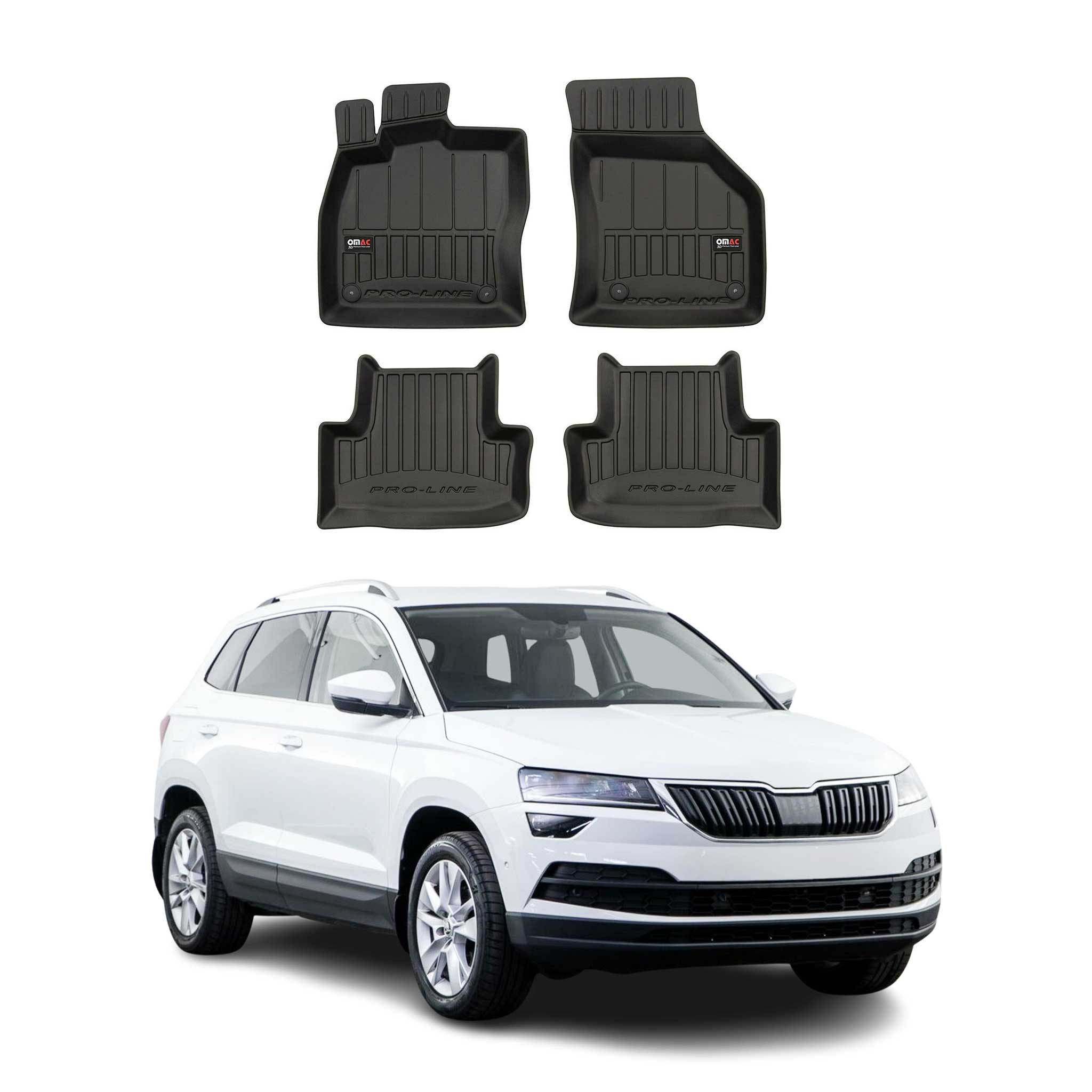 OMAC Premium Alfombrillas De Coche para Skoda Karoq 2017-2025 Negro TPE Goma 4x