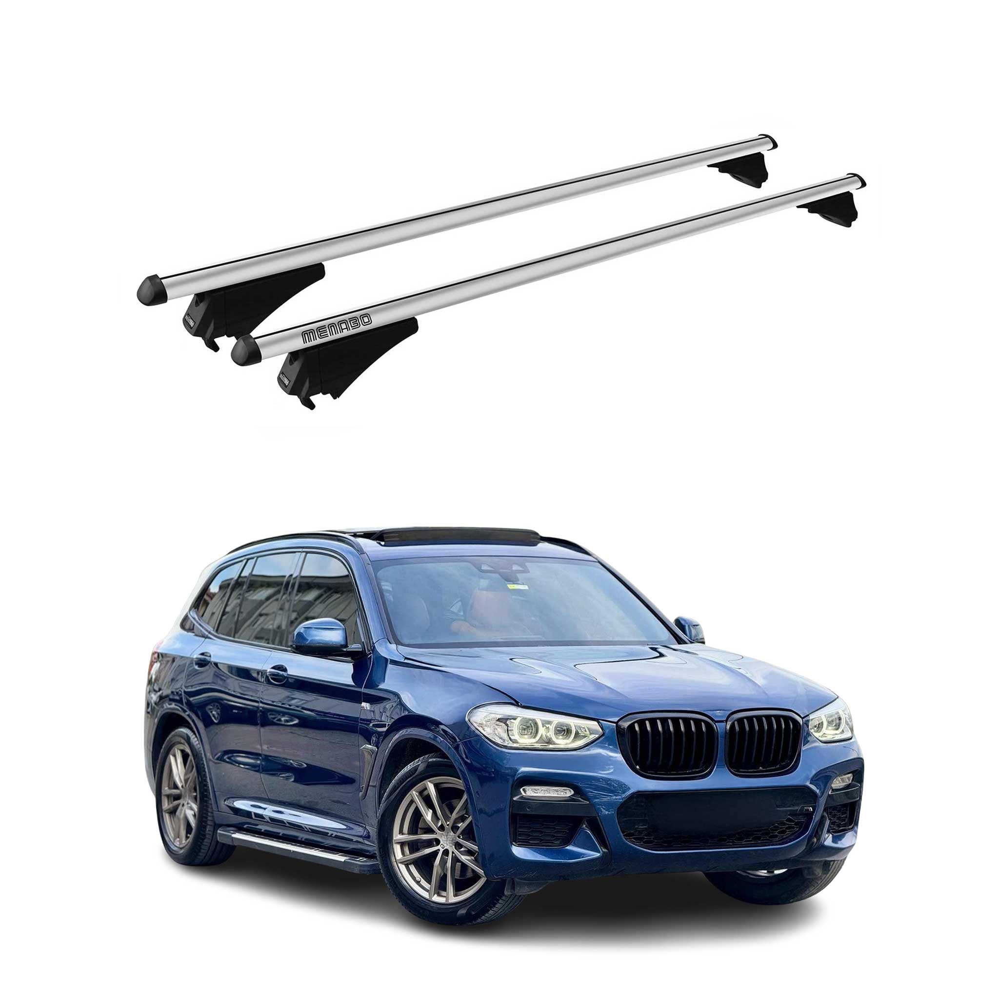 Menabo Barras de Techo Coche Baca para BMW X3 G01 2017-2025 Gris Aluminio 2Pza