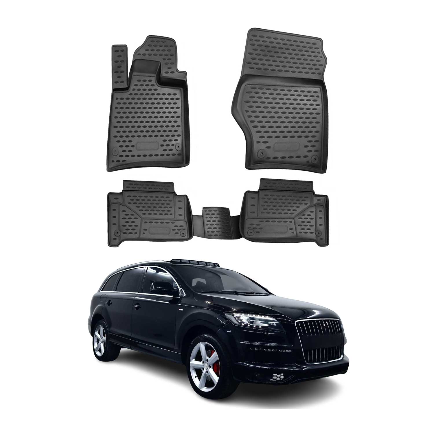 OMAC Alfombrillas De Coche para Audi Q7 2006-2015 Negro Goma TPE 4Pza