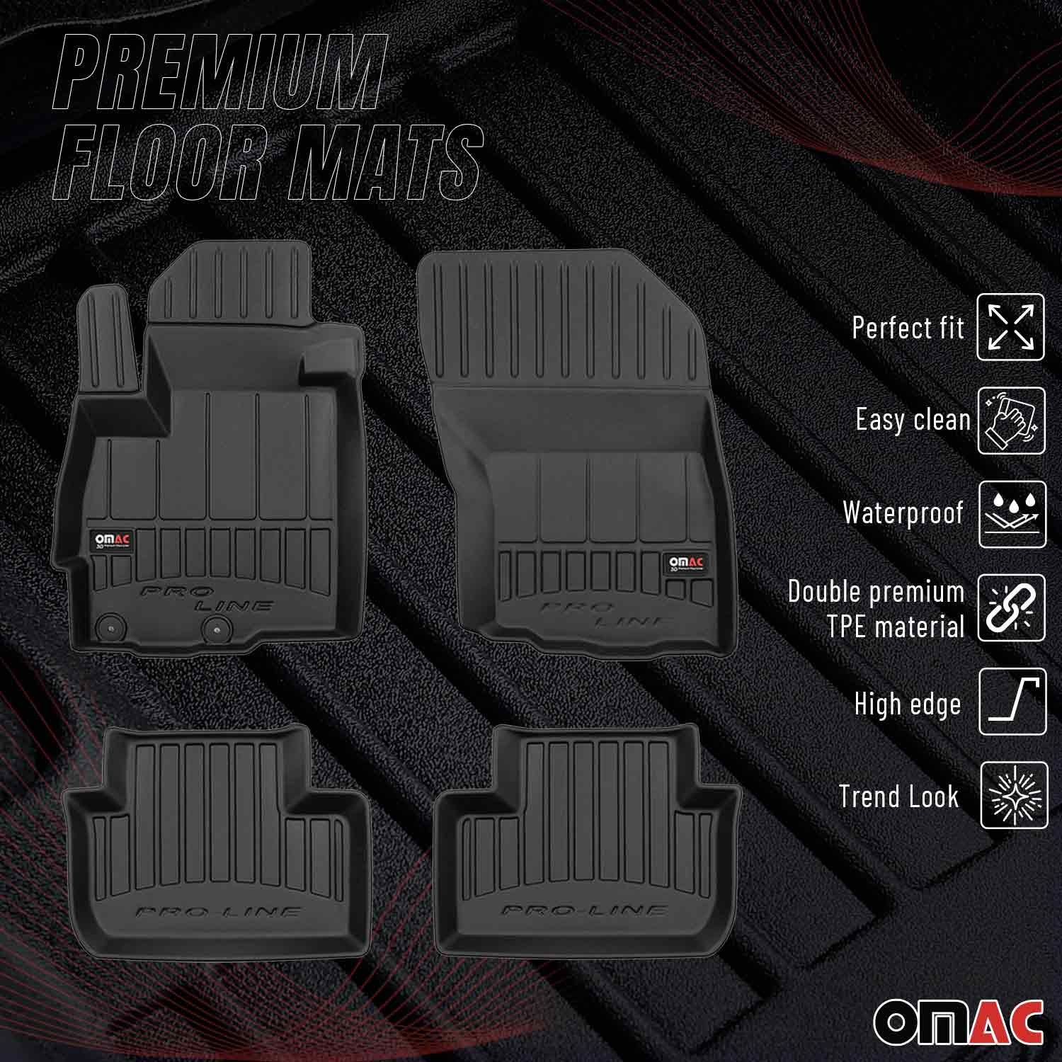 OMAC Premium Alfombrillas De Coche para Peugeot 4008 2012-2017 Negro TPE Goma 4x