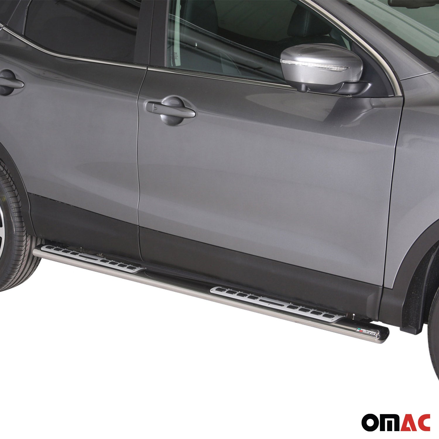 Par de Estribos Barras Laterales para Nissan Qashqai 2014-2021 Plata Acero 2x