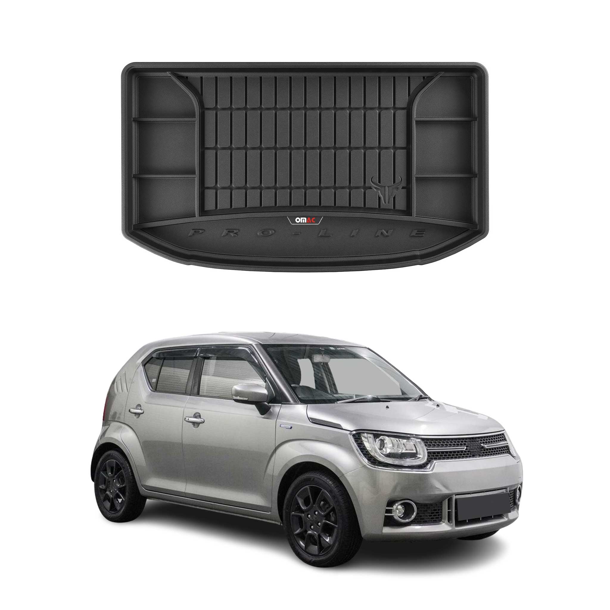 OMAC Premium Bandeja Maletero Alfombrilla para Suzuki Ignis 2016-2025 Negro TPE