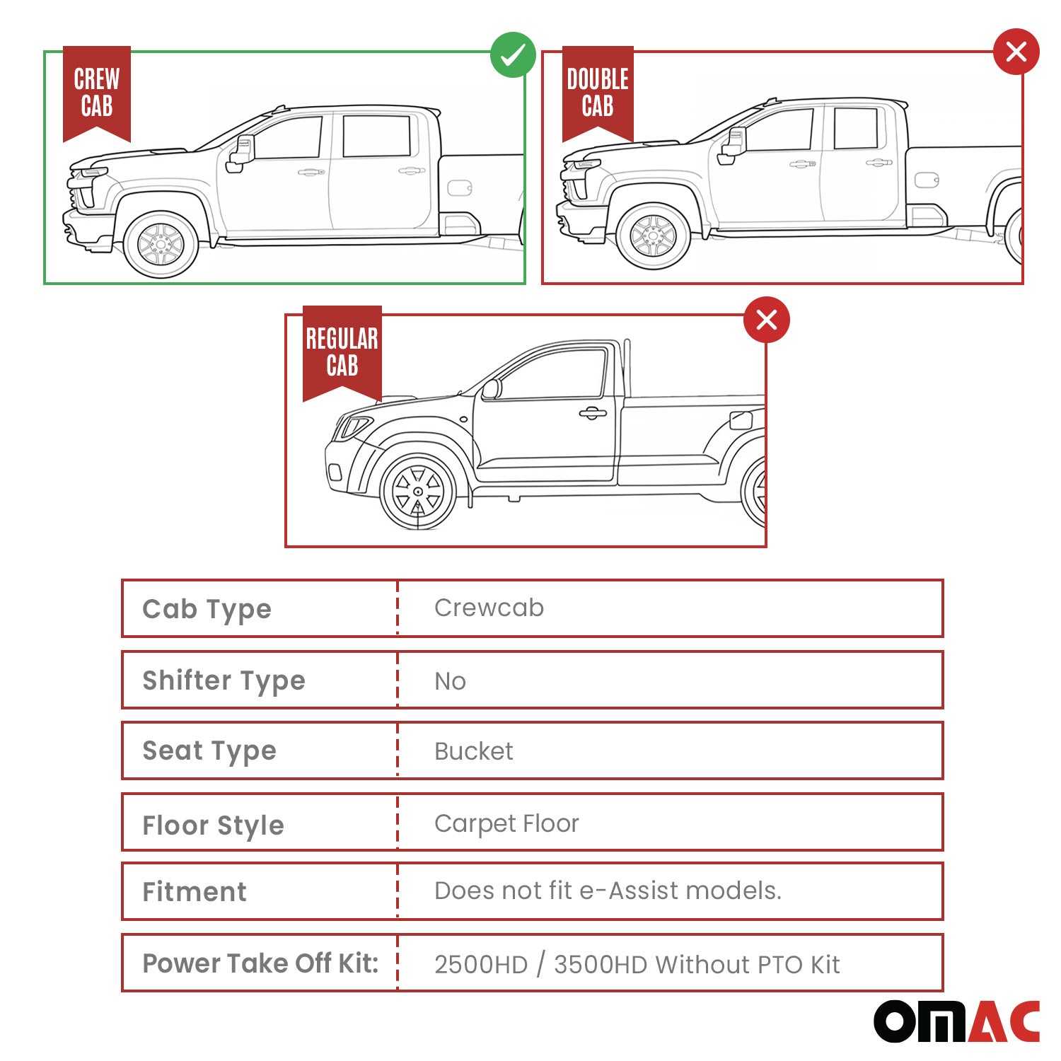 OMAC Alfombrillas Coche para Chevrolet Silverado 2014-2019 Negro Goma TPE 4Pza