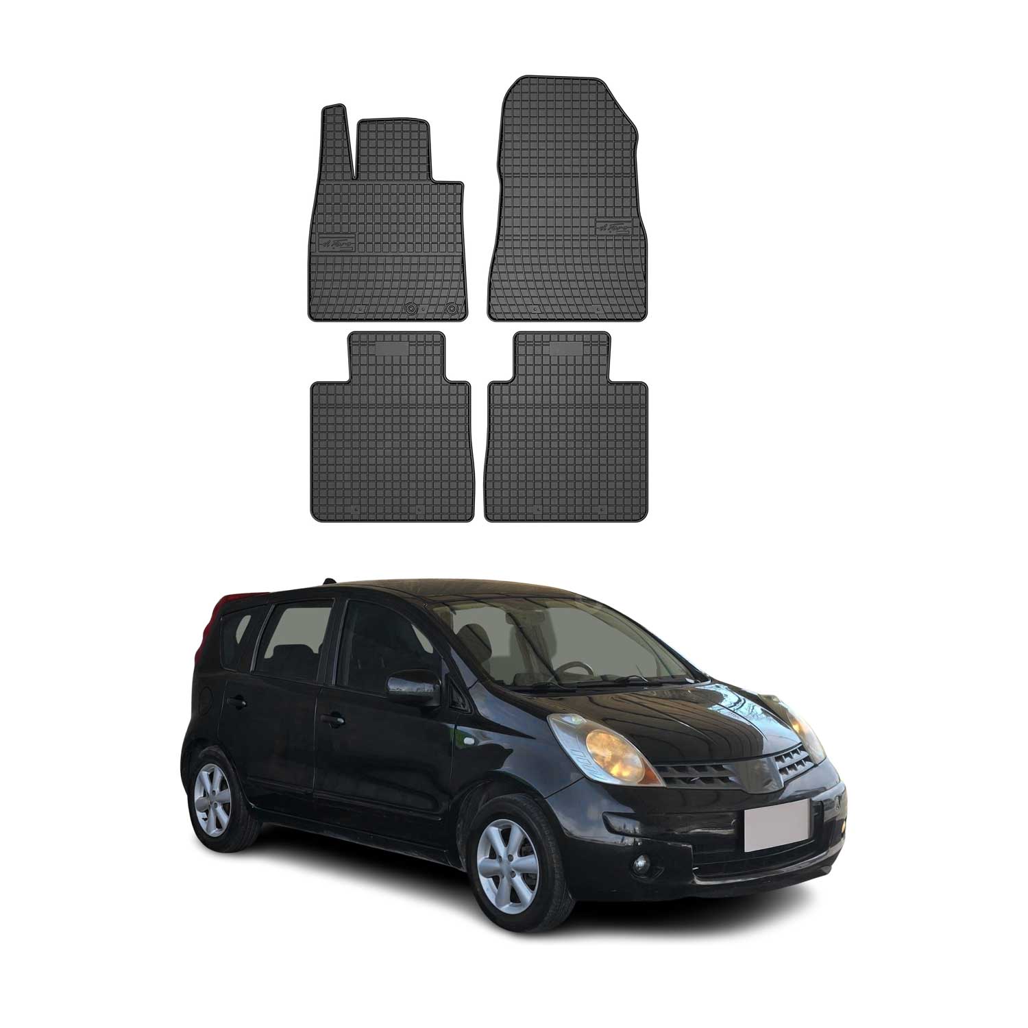 OMAC Alfombrillas De Coche para Nissan Note 2012-2016 Negro Goma 4Pza