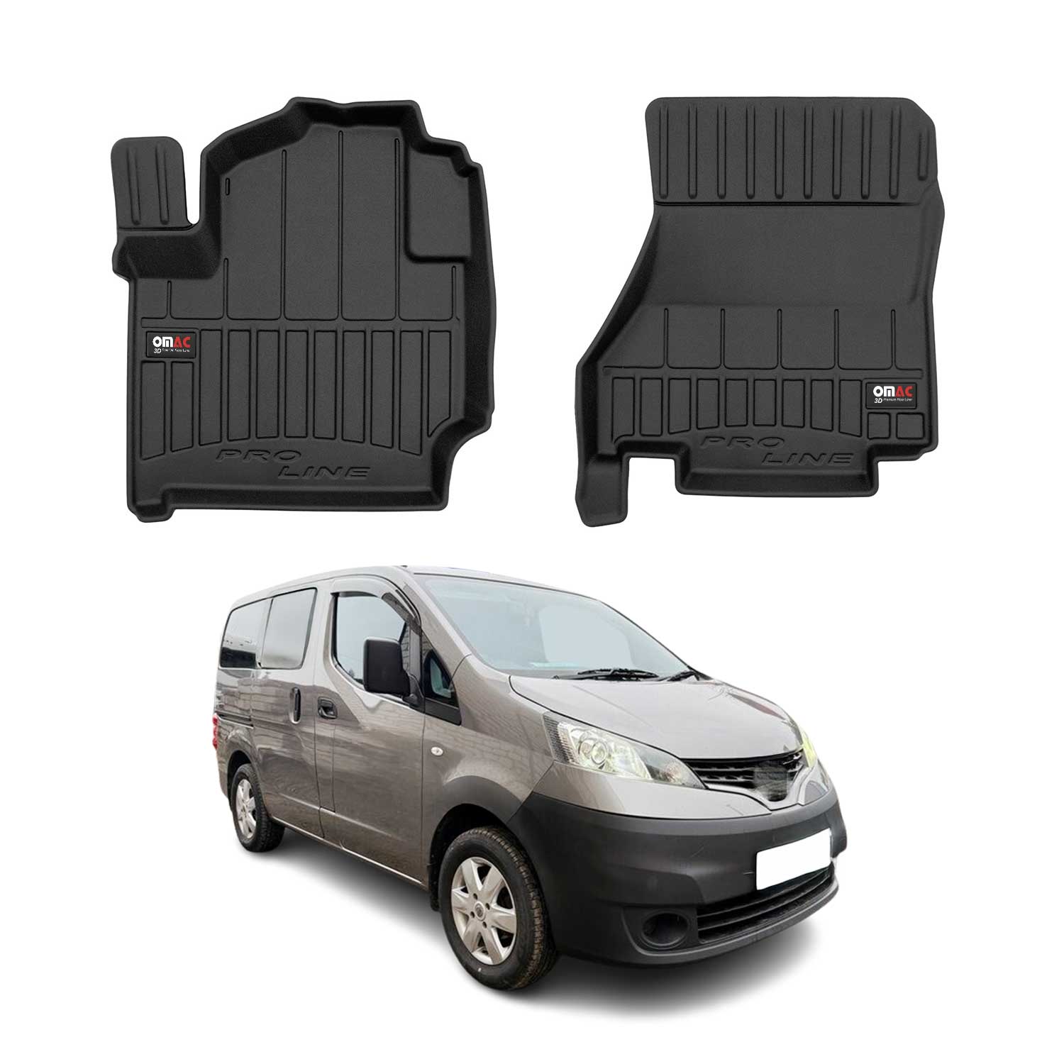OMAC Premium Alfombrillas De Coche para Nissan e-NV200 2014-2025 TPE Goma 2x