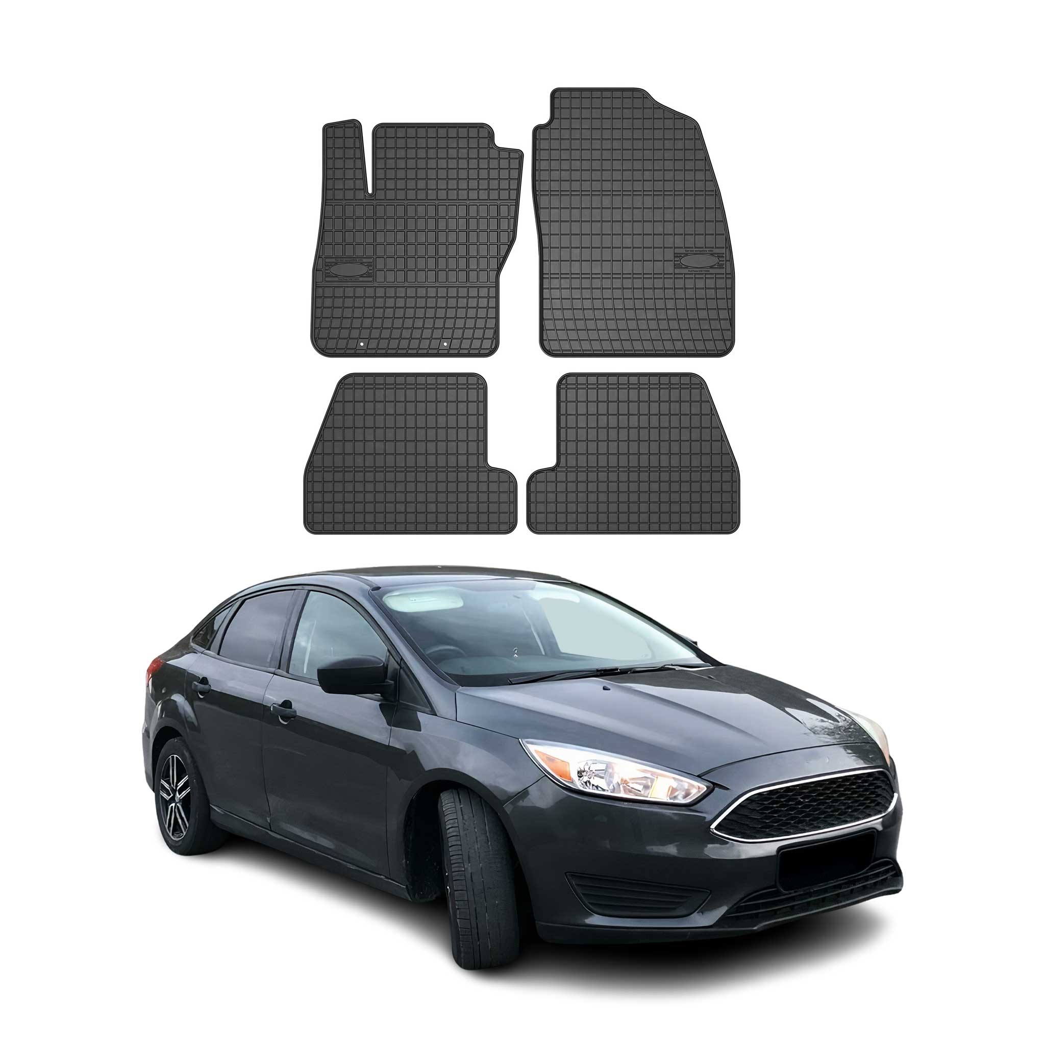 OMAC Alfombrillas De Coche para Ford Focus 2010-2018 Negro Goma 4Pza