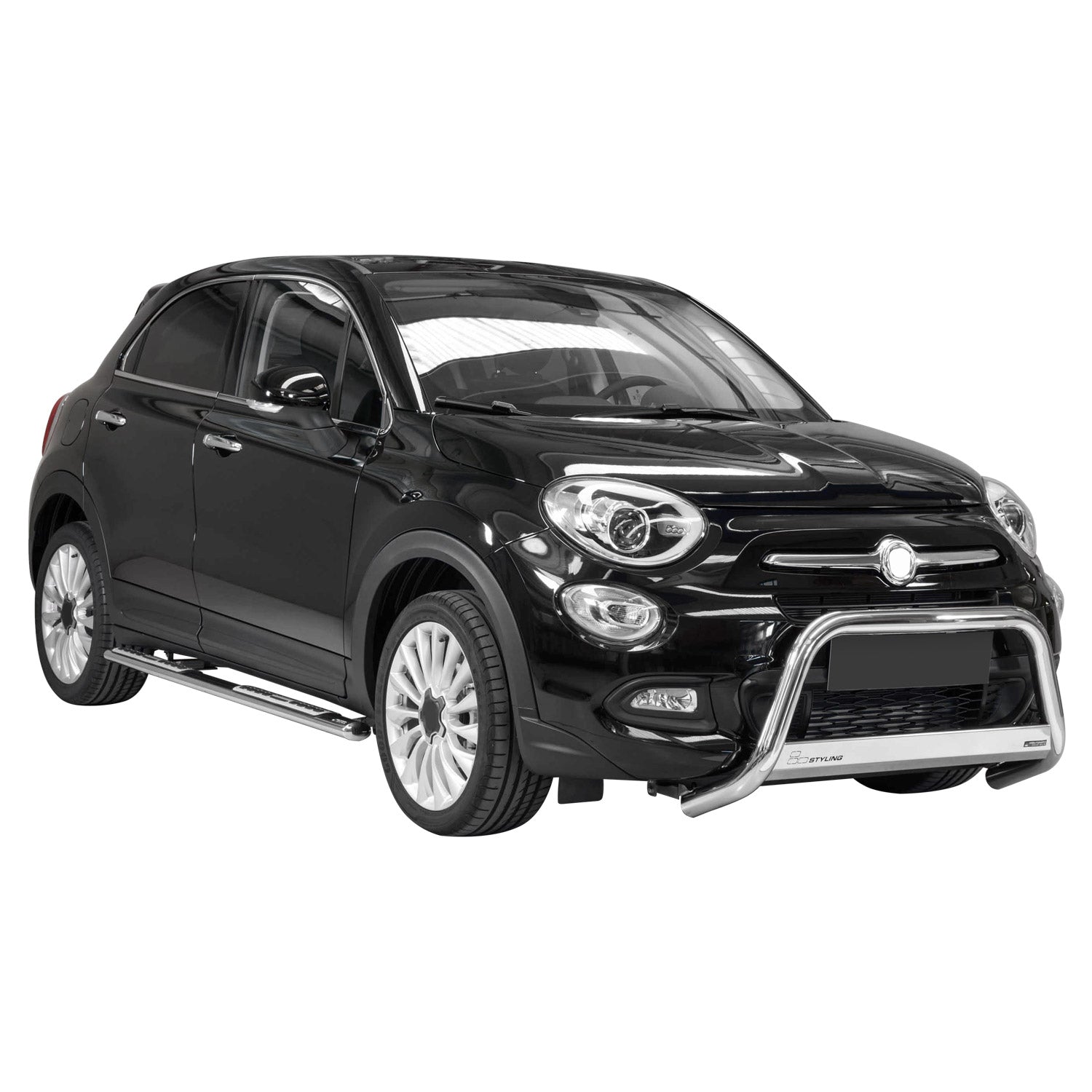Bull Barra Frontal para Fiat 500X 2014-2018 Plata Brillante Acero 1Pza