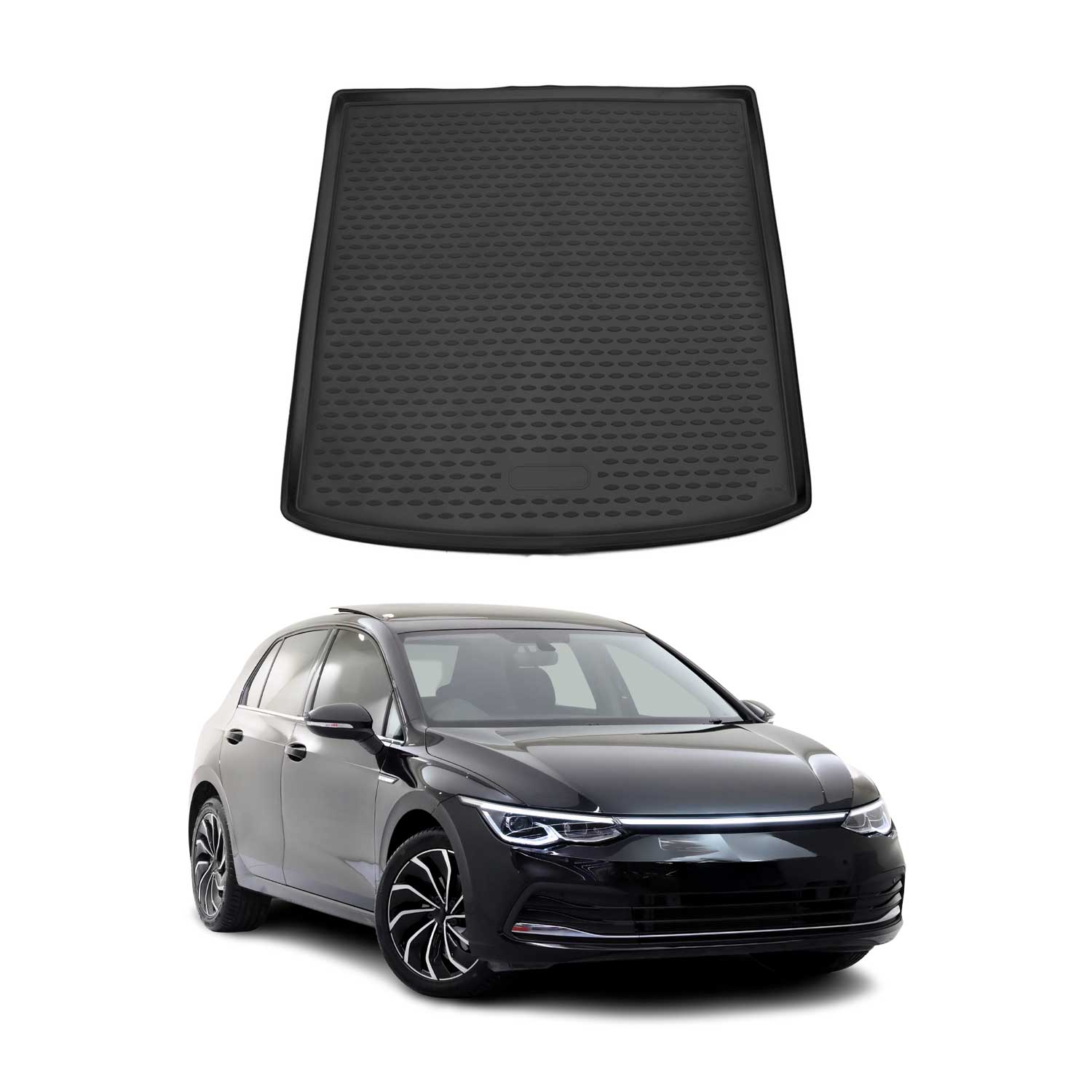 OMAC Bandeja Maletero Alfombrilla para VW Golf 2019-2025 Familiar Negro Goma TPE