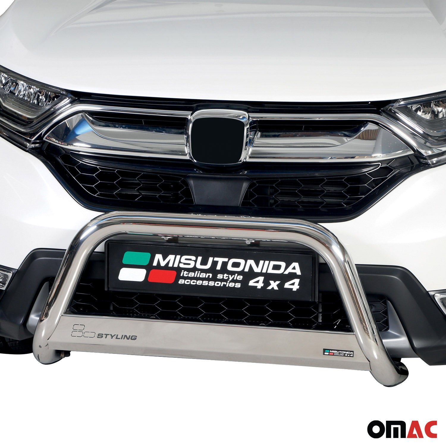 Bull Barra Frontal para Honda CR-V VH 2019-2025 Plata Brillante Acero 1Pza