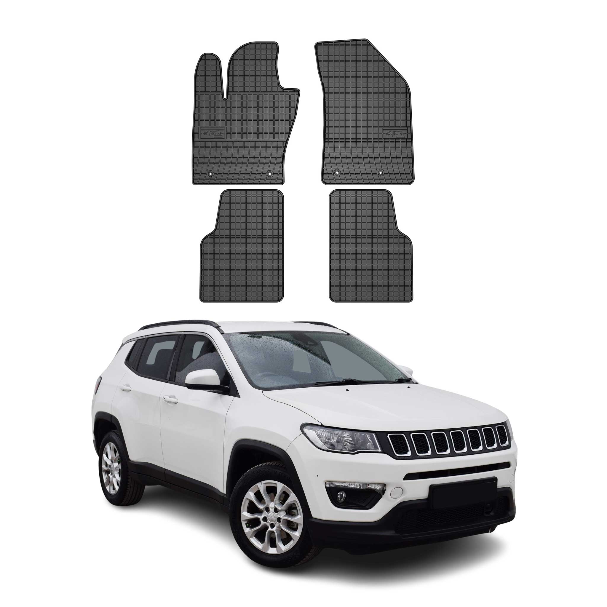 OMAC Alfombrillas De Coche para Jeep Compass 2016-2020 Negro Goma 4Pza