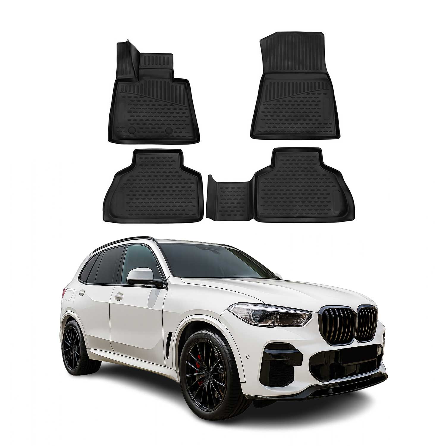 OMAC Alfombrillas De Coche para BMW X5 G05 2018-2025 Negro Goma TPE 4Pza
