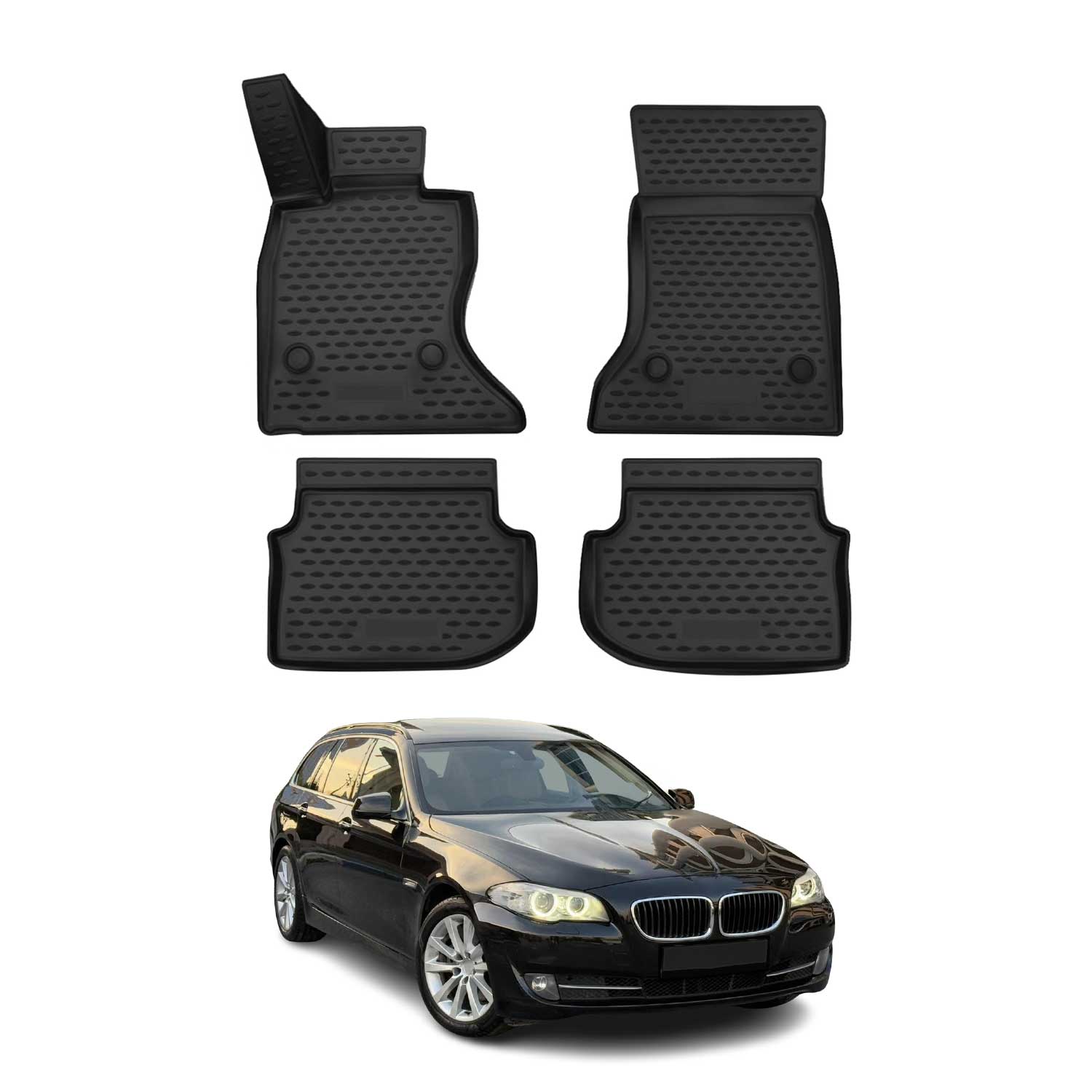 OMAC Alfombrillas De Coche para BMW Serie 5 F11 Touring 2010-2013 Negro TPE 4Pza