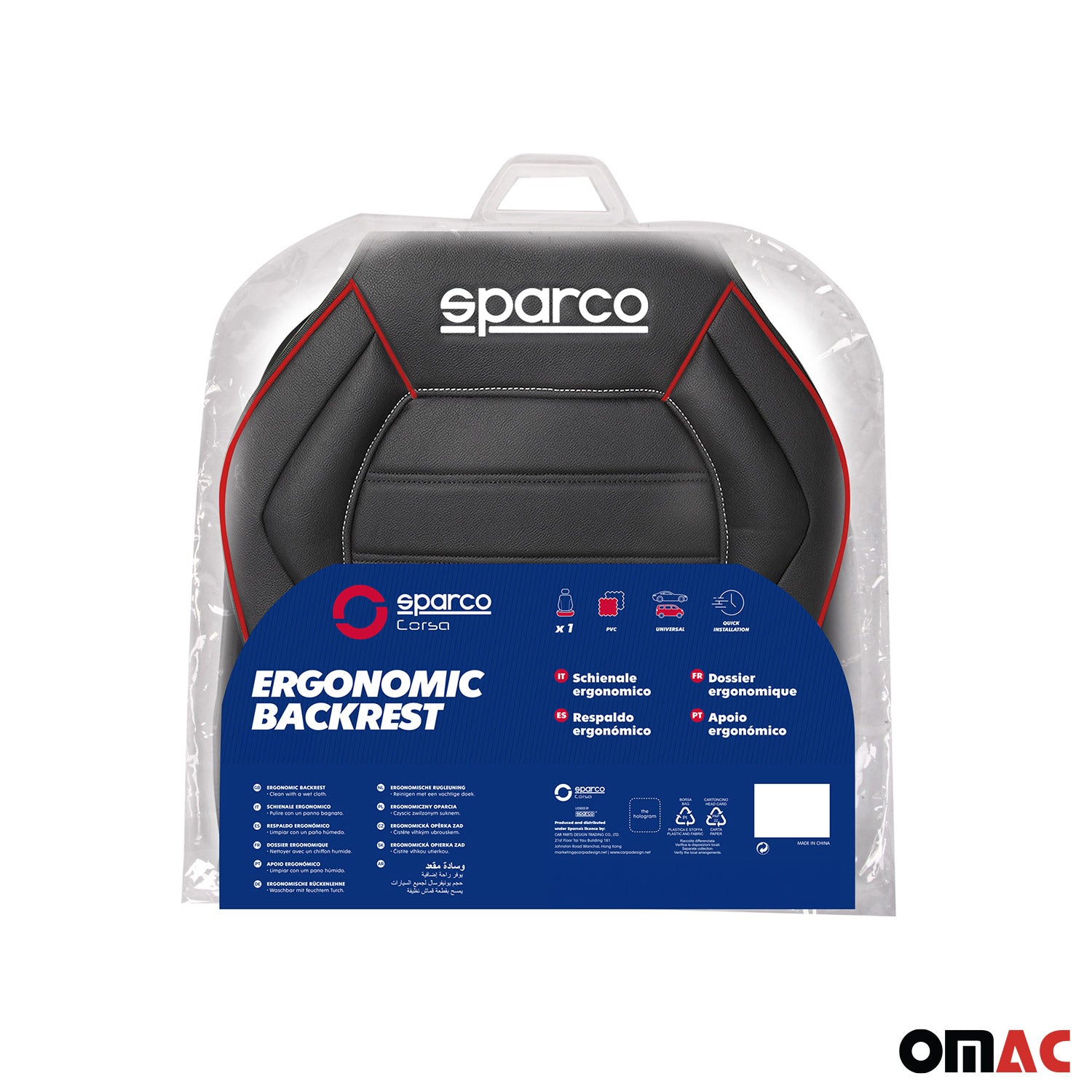 Sparco Funda de Asiento para Automóvil Universal Negro&Rojo