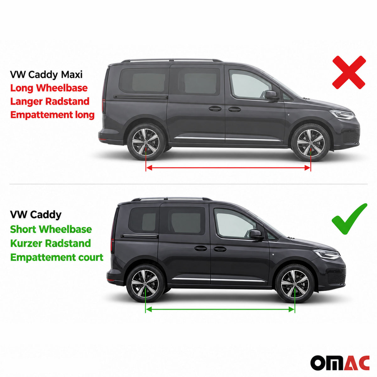 Rieles & Barras de Techo Coche para VW Caddy 2003-2015 Plata Aluminio 4Pza