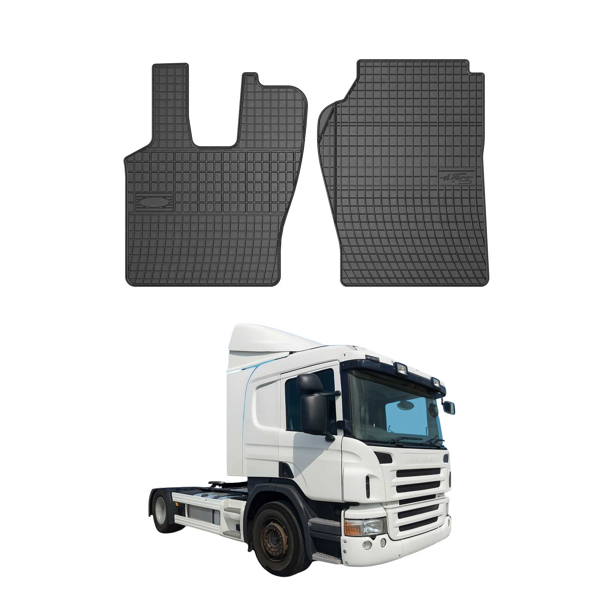OMAC Alfombrillas De Coche para Scania P 2004-2015 Negro Goma 2Pza