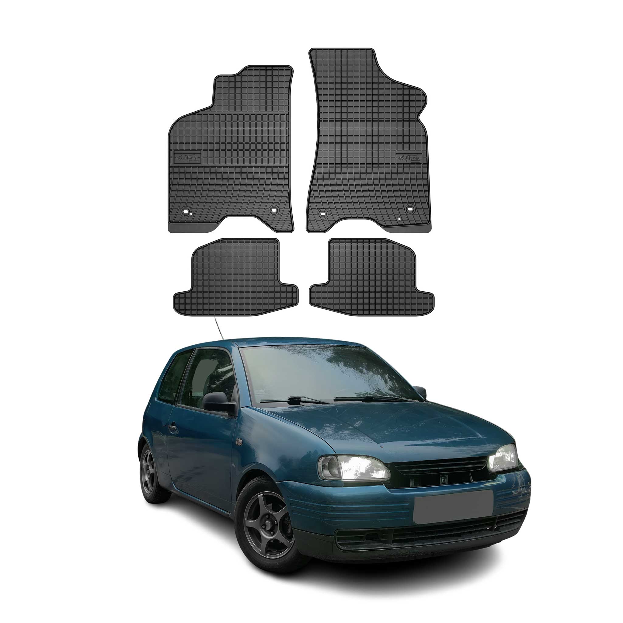 OMAC Alfombrillas De Coche para Seat Arosa 1997-2005 Negro Goma 4Pza