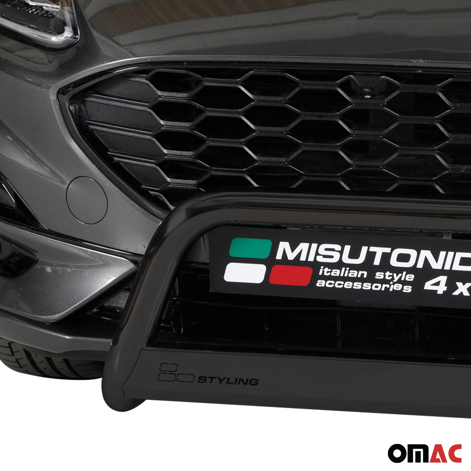Bull Barra Frontal para Ford Kuga III 2019-2026 Negro Brillante Acero 1Pza
