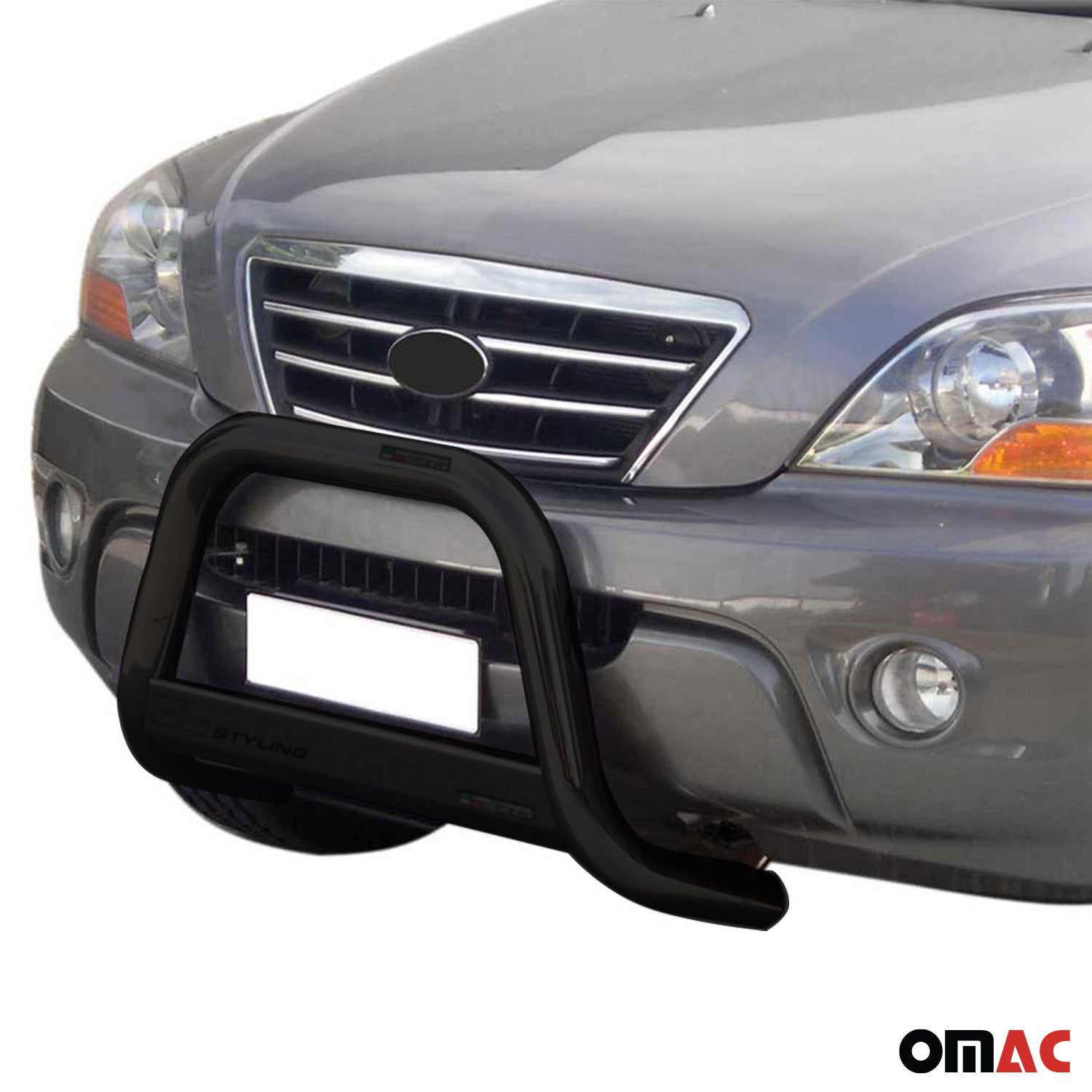 Bull Barra Frontal para Kia Sorento 2006-2009 Negro Brillante Acero