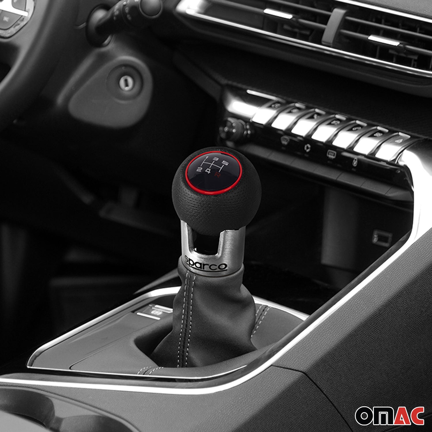 Sparco Palanca de Cambios Universal Negro Rojo Aluminio